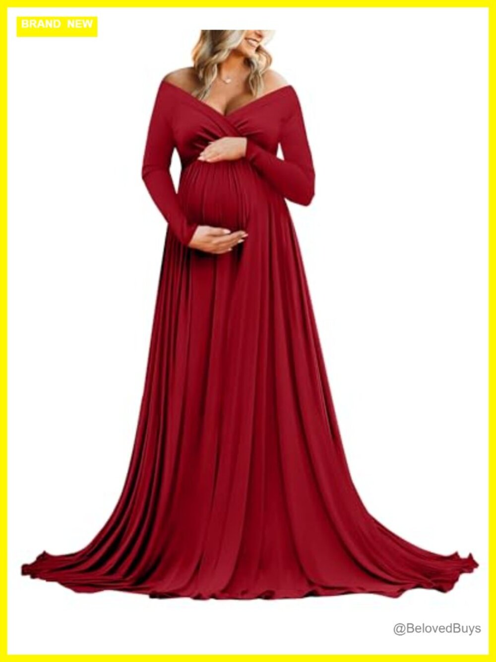 Off Shoulder Maternity Maxi Dress Photoshoot Baby Shower Gown